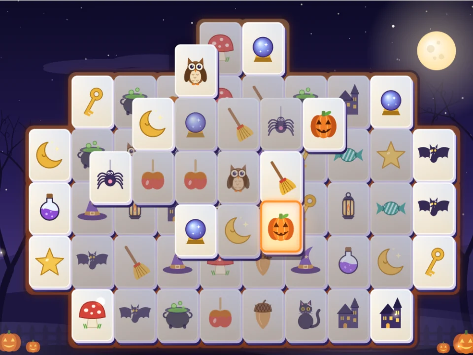 Halloween Mahjong — Moonlit actual game board