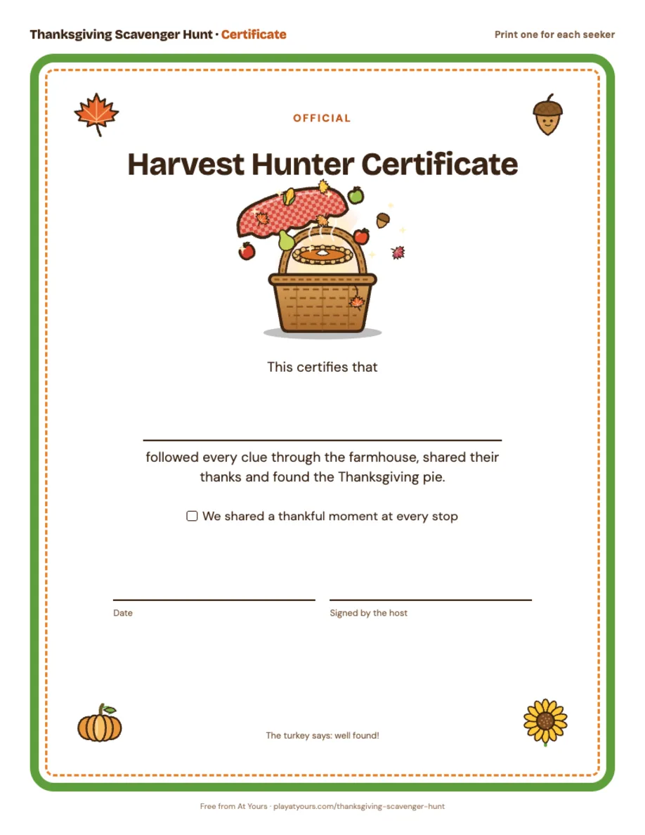 A family certificate with space for every name